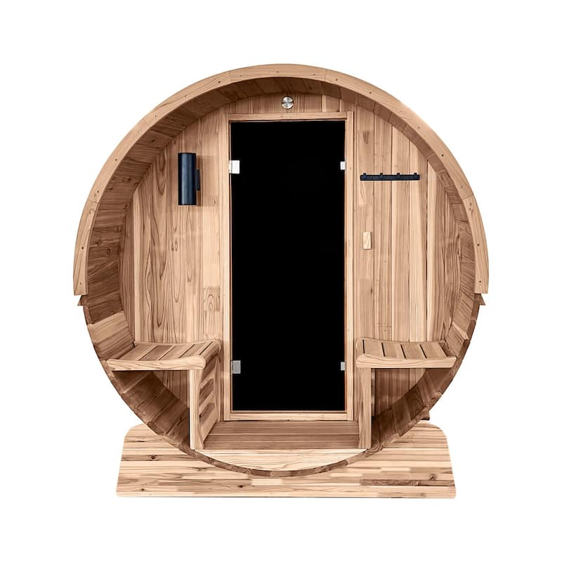 ALEKO 3-4 Person Outdoor Rustic Cedar Barrel Steam Sauna with UL Certified Heater