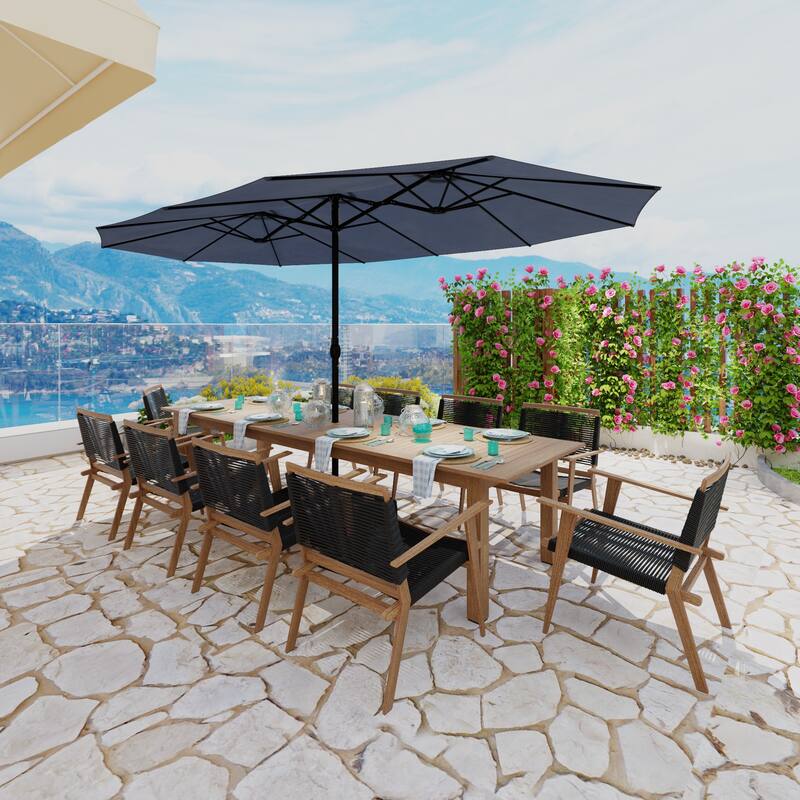 15 - foot Dual - sided Teal Outdoor Umbrella: Durable Polyester Canopy, Sturdy Steel Frame(no base)