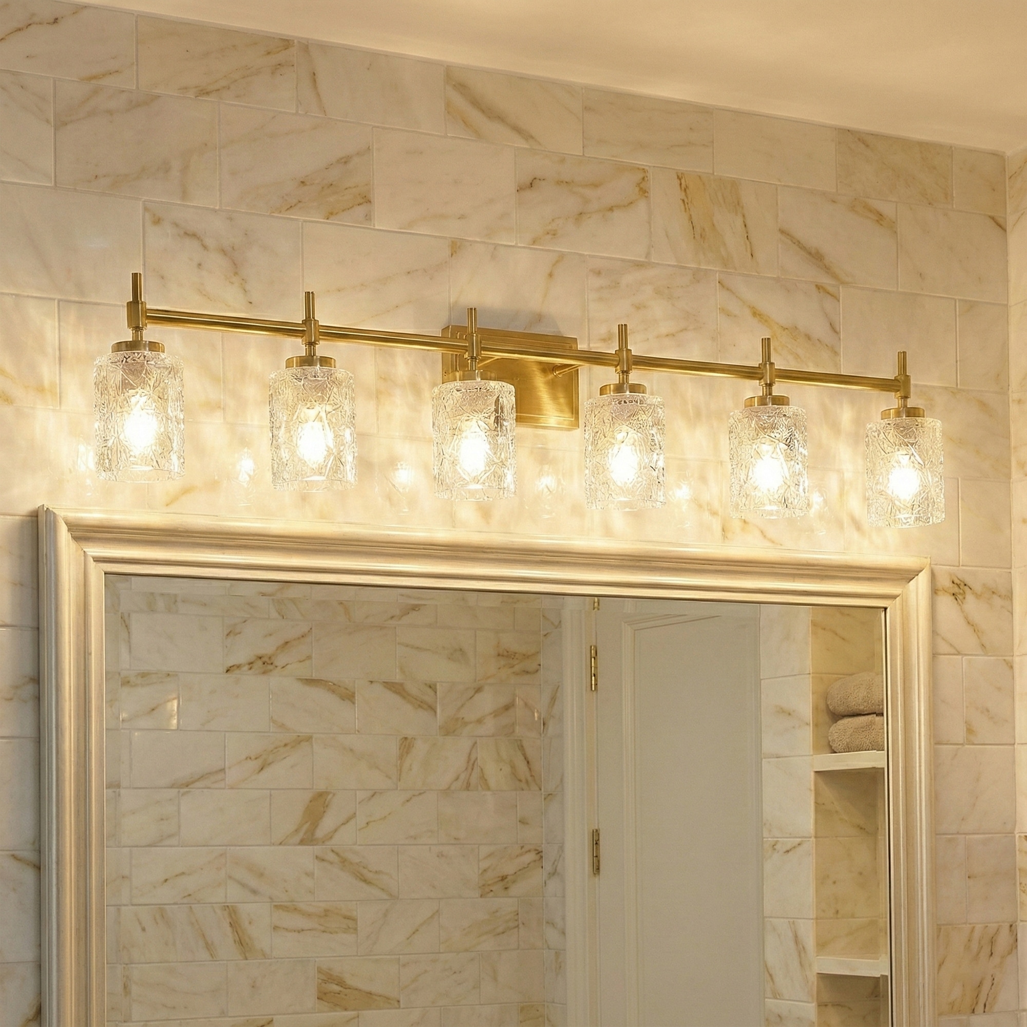 Acroma Dimmable Bathroom Vanity Light with Water Ripple Clear Shade