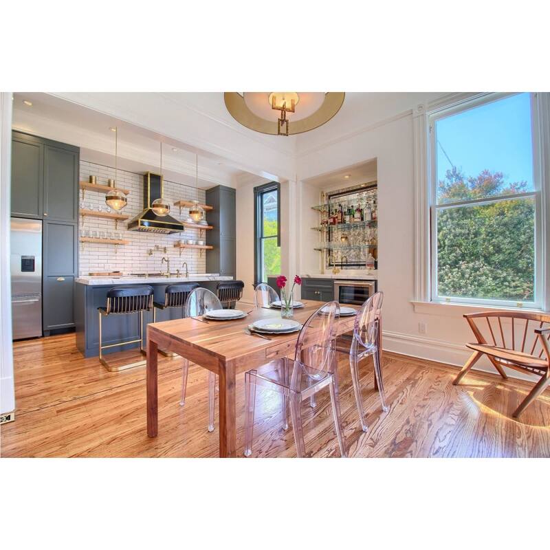 Set of 2 Clear Modern Dining Chair Molded Armless No Arm Side Stackable Plastic Home Office Kitchen Work