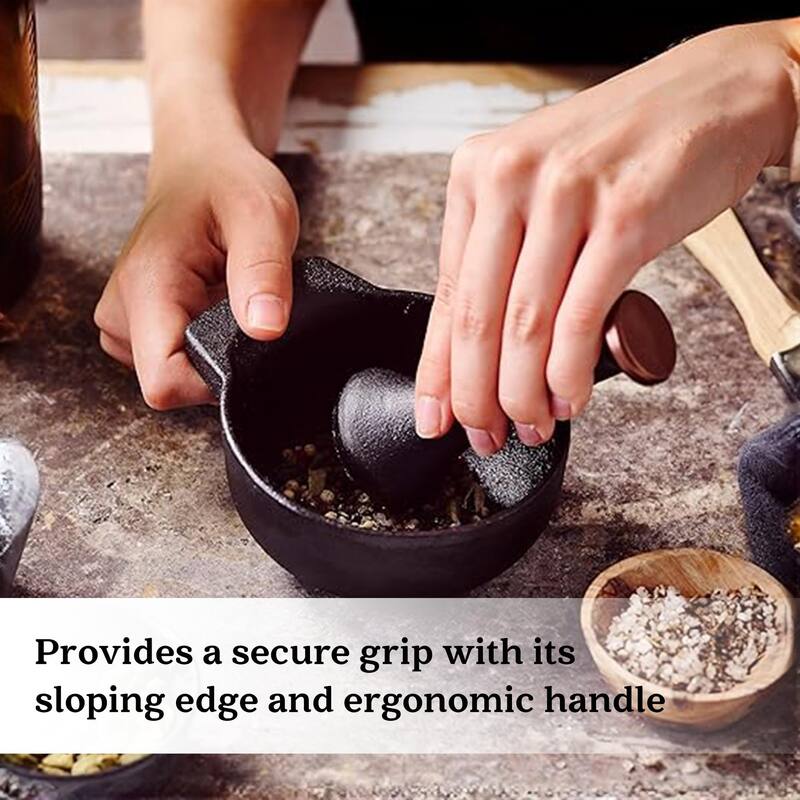 Alva Nori Enameled Cast Iron Mortar and Pestle Set 4" 2 C Nonstick Crusher - 4.3
