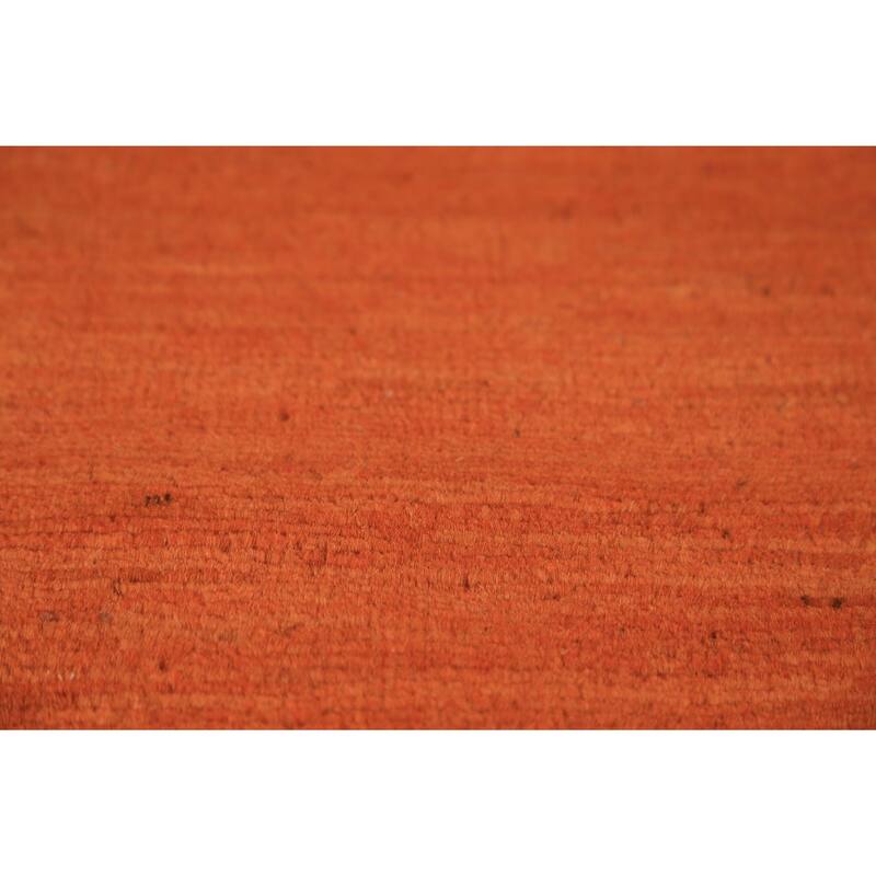 Orange Gabbeh Modern Area Rug Hand-Knotted Stripe Wool Carpet - 4'11" x 6'8"