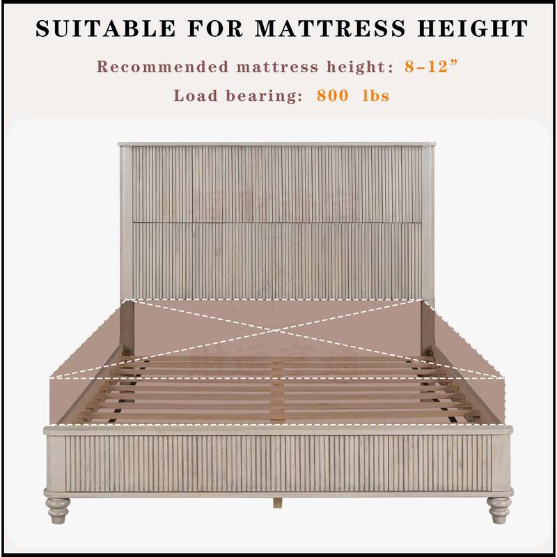 Queen Platform Bed Frame with Tall Headboard