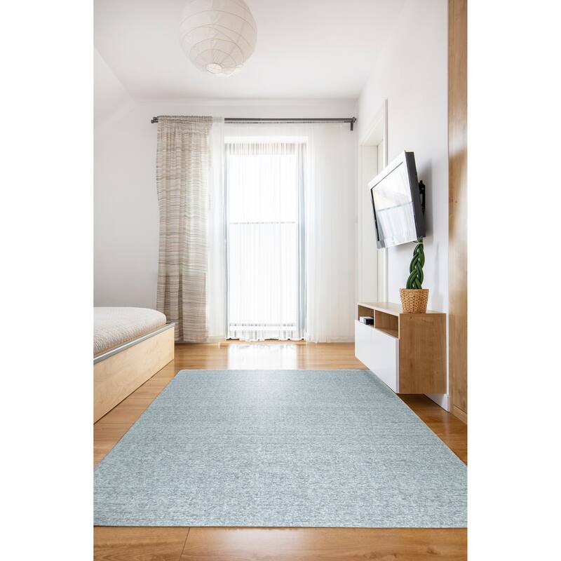 Hand-Knotted Wool Plush Flatweave Loom Rug | Elegant Silver Area Rug for Living Room, Bedroom, Office, & Home Décor