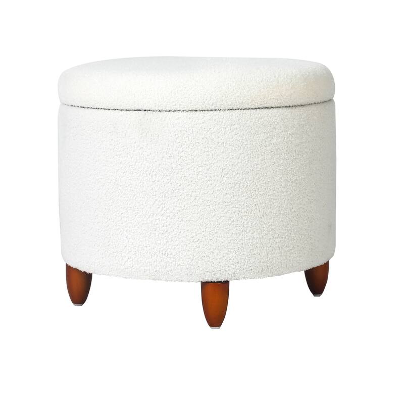 Adeco Round Button-tufted Lift-top Storage Ottoman