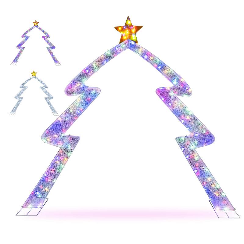 Costway 8.8 FT Christmas Tree-shaped Archway with Top Star, Adjustable - as pic shows - See Details