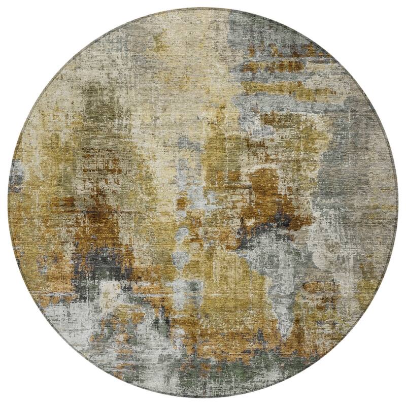 Machine Washable Indoor/ Outdoor Abstact Contemporary Chantille Rug