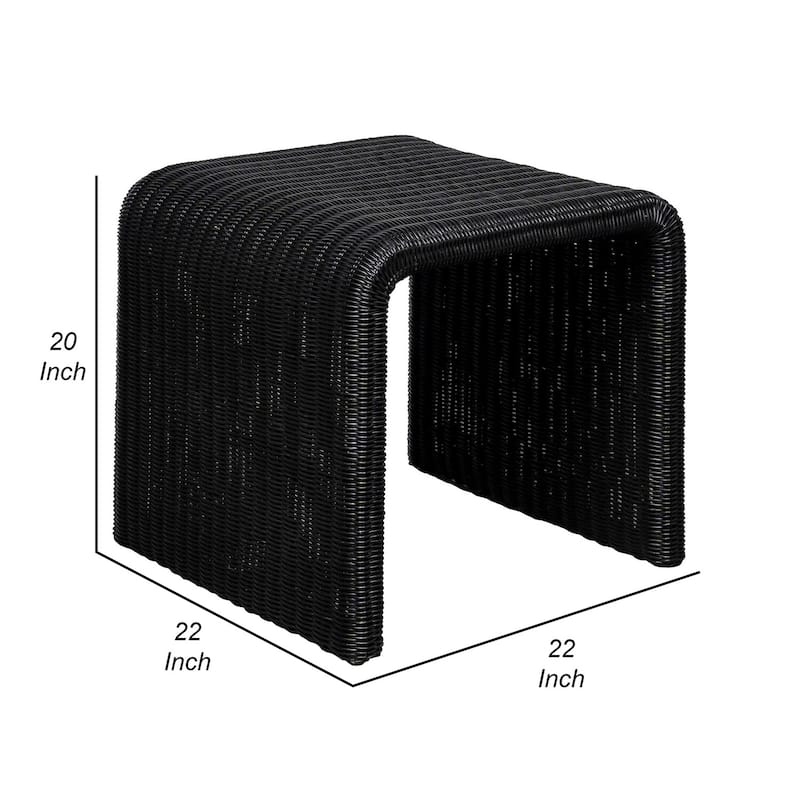 22 in. Black Rectangle Metal End Table, Sturdy Build End Side Table for Living Rooms