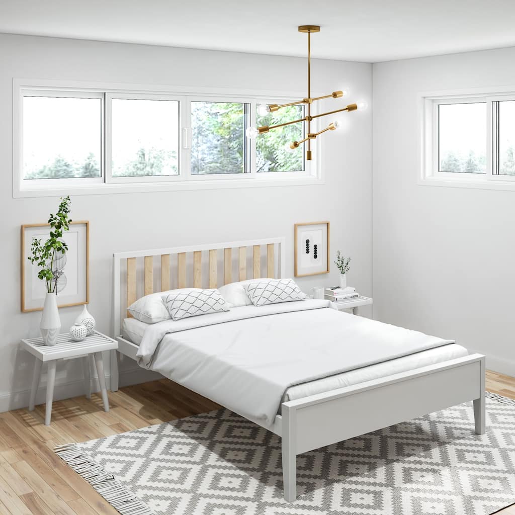 Plank and Beam Modern Full-Size Bed with Slatted Headboard