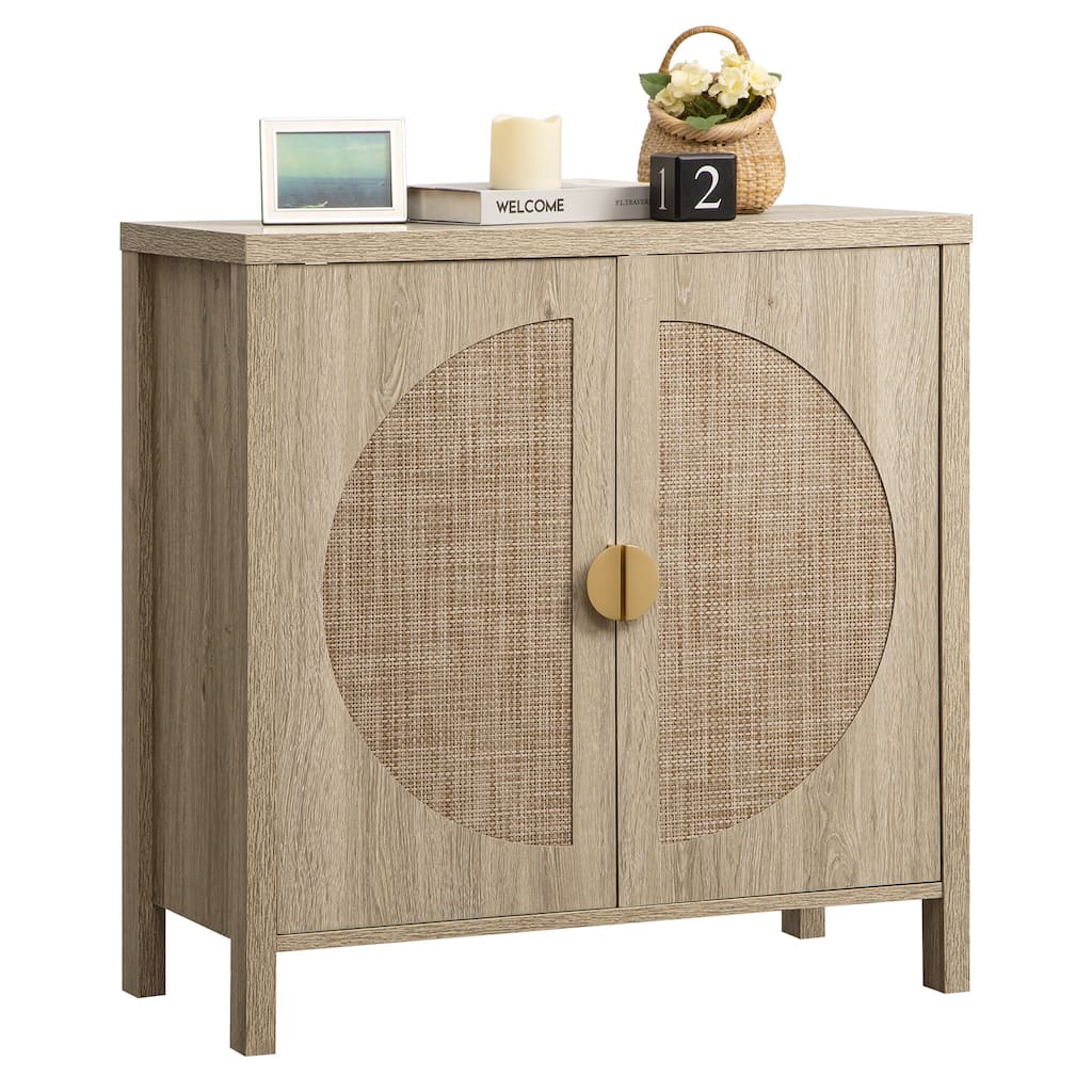 SICOTAS Rattan Sideboard Storage Cabinet