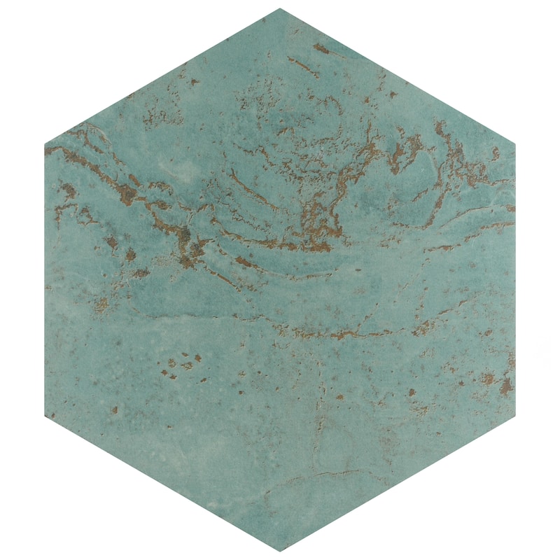 Merola Tile Zinc Hex Green 9-7/8" x 11-1/4" Porcelain Floor and Wall Tile