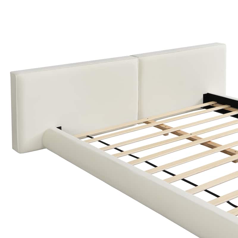 Christopher Knight Home - Lunara Modern Upholstered Floor-Hugging Platform Bed with Rounded Edges