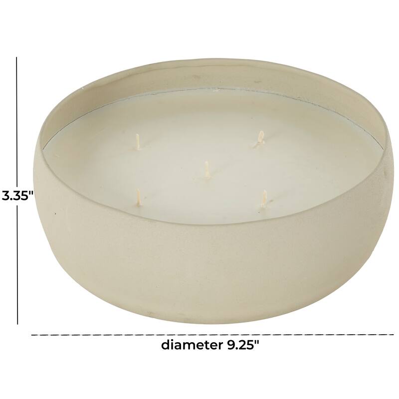 Beige, Black or Cream Metal Scented Textured 63oz 5 Wick Decorative Candle with White Wax