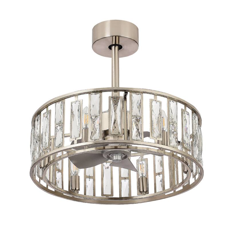 20-in Nickel Indoor Cage Ceiling Fan with Light Remote (5-Blade)