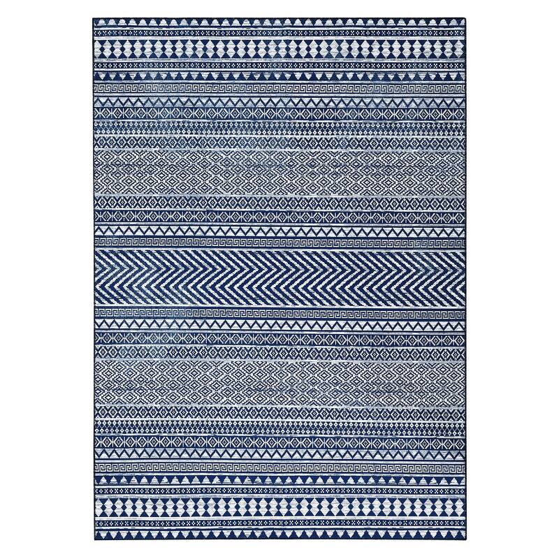 Garvee Moroccan Geometric Machine Washable Area Rug - 6' x 9' - navy blue