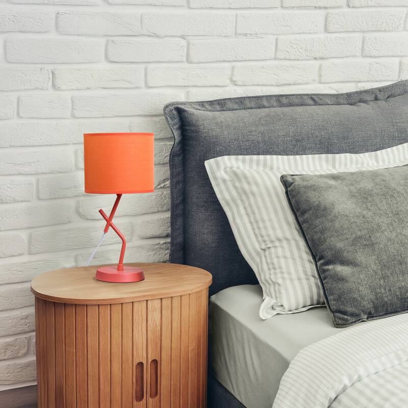 Abstract Angular Table Lamp with Drum Shade - 17" - Orange