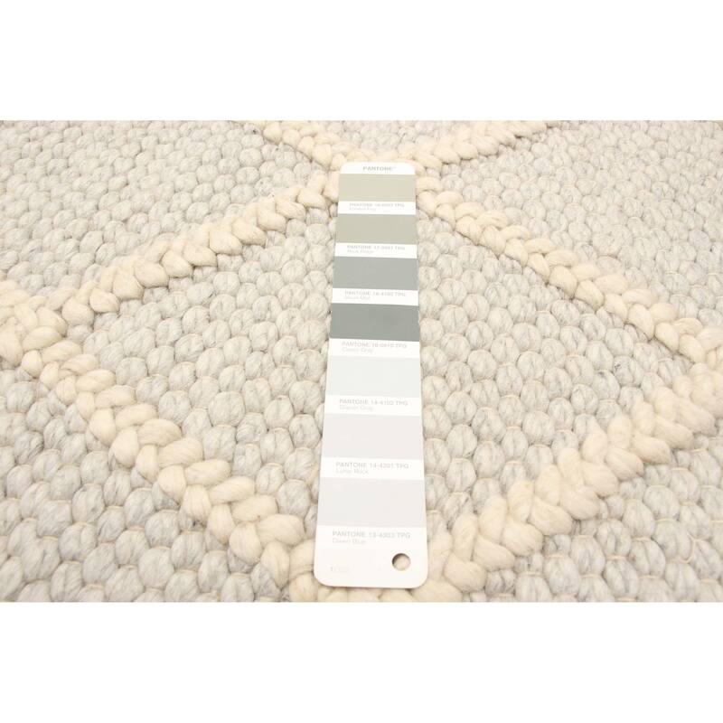 ECARPETGALLERY Braid weave Sienna Grey Wool Rug - 6'0 x 6'0
