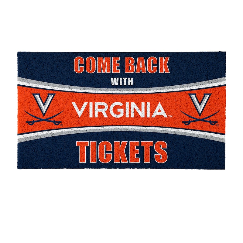University of Virginia 28 in. x 16 in. PVC "Come Back With Tickets" Trapper Door Mat