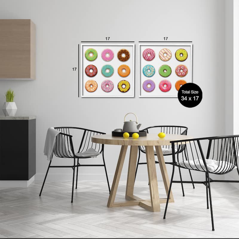 Stupell Bright & Fun Donuts Framed Giclee Art Design By Marcus Prime (Set of 2)