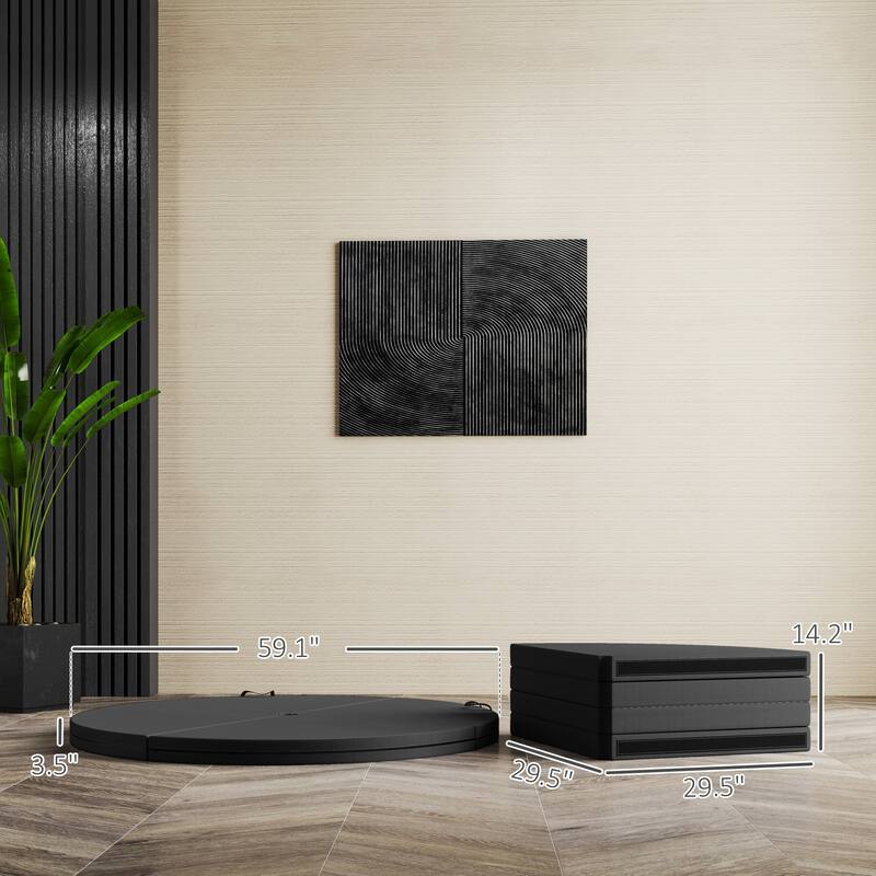 Foldable Pole Dance Safety Mat 3.5 Inch Thick EPE Foam Multi-Use Gymnastics Yoga Pilates Mat with Handles