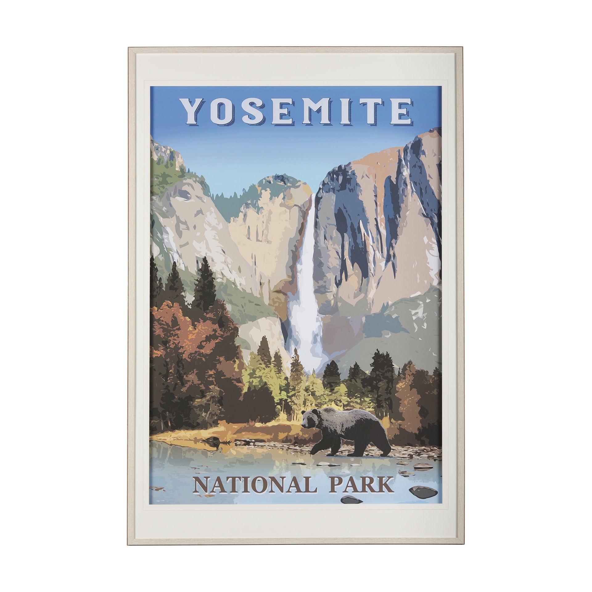National Park -Yosemite by Mercana Studio a Framed Art Print Matted under Glass