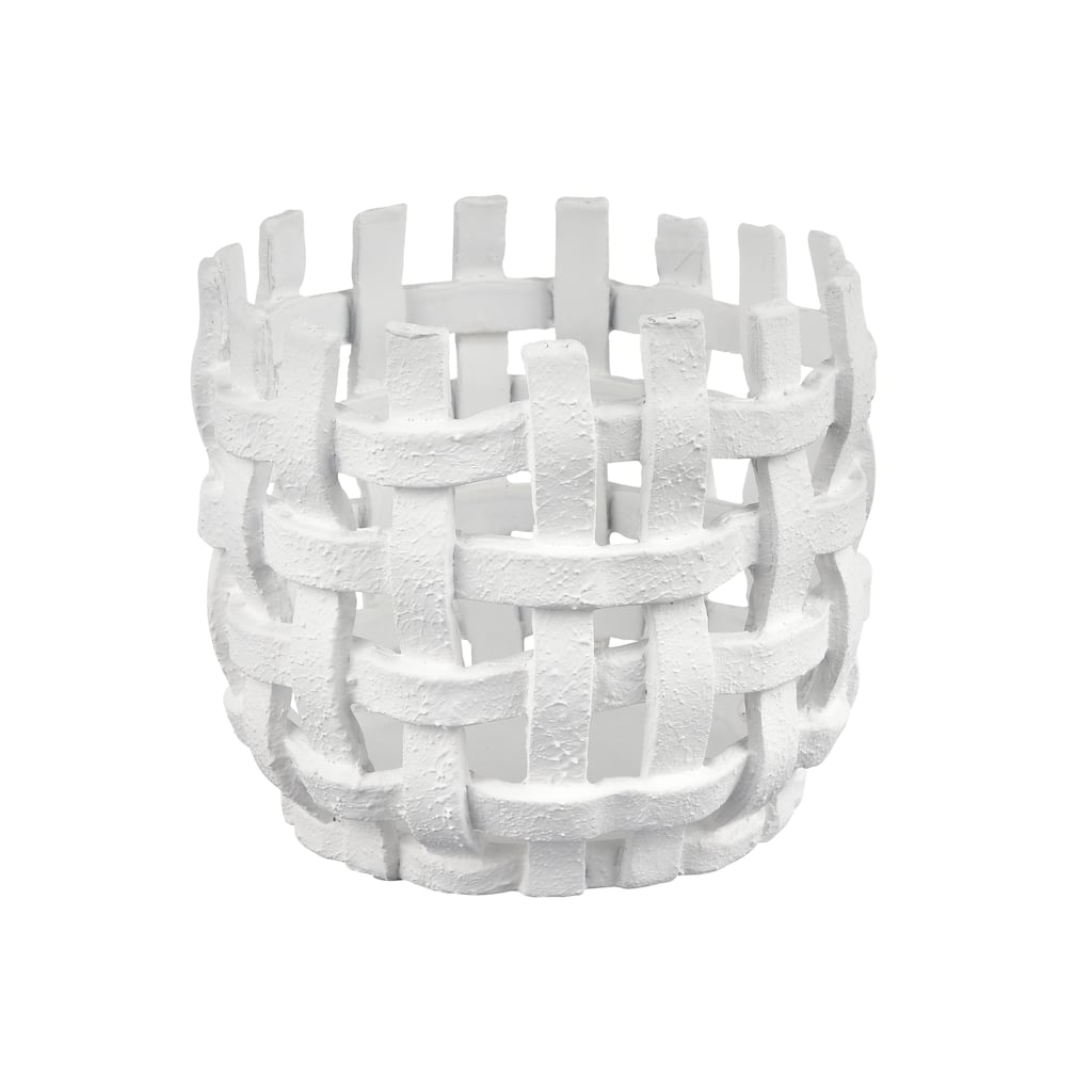 Atlas Haney Open Weave Matte White Glaze Candleholder