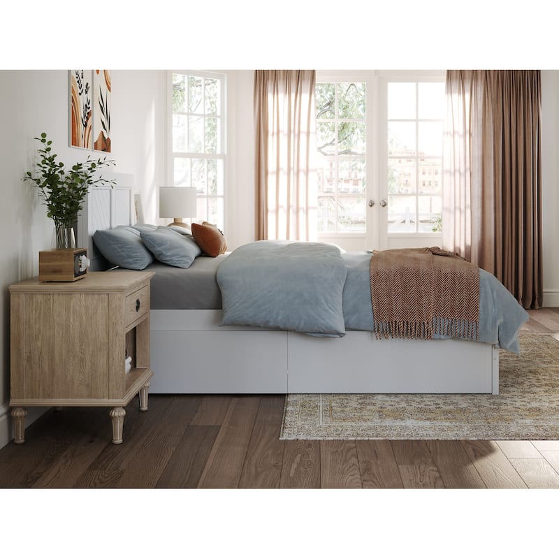 AFI Canyon Twin XL Platform Bed with Footboard & Storage Drawers in White
