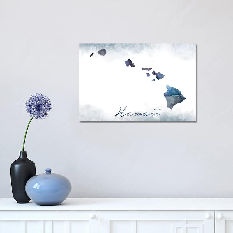 iCanvas "Hawaii State Bluish" by WallDecorAddict Canvas Print - 12x18x1.5