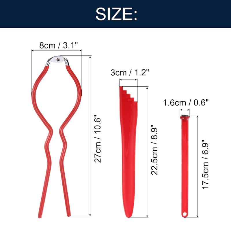Canning Tools Kit Include Jar Wrench,2Pcs Measurer,2Pcs Magnetic Lid Lifters - Red