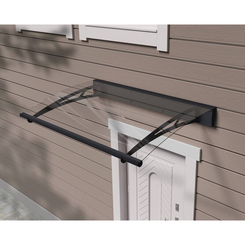 Aquila 3 ft. Gray/Clear Door and Gray/Solar Window Fixed Awning with Siding Connector Kit