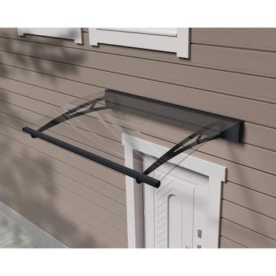 Aquila 3 ft. Gray/Clear Door and Gray/Solar Window Fixed Awning with Siding Connector Kit