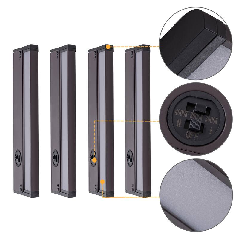 4-Pack Bronze Selectable 3000K/3500K/4000K Dimmable Integrated LED Under Cabinet Light