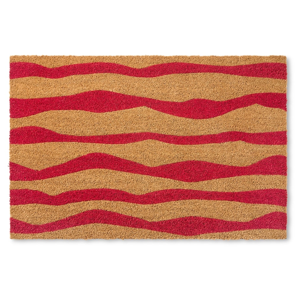 TOWN & COUNTRY TERRA Ravine Abstract Mountain Outdoor Door Mat, Natural Coir Mat