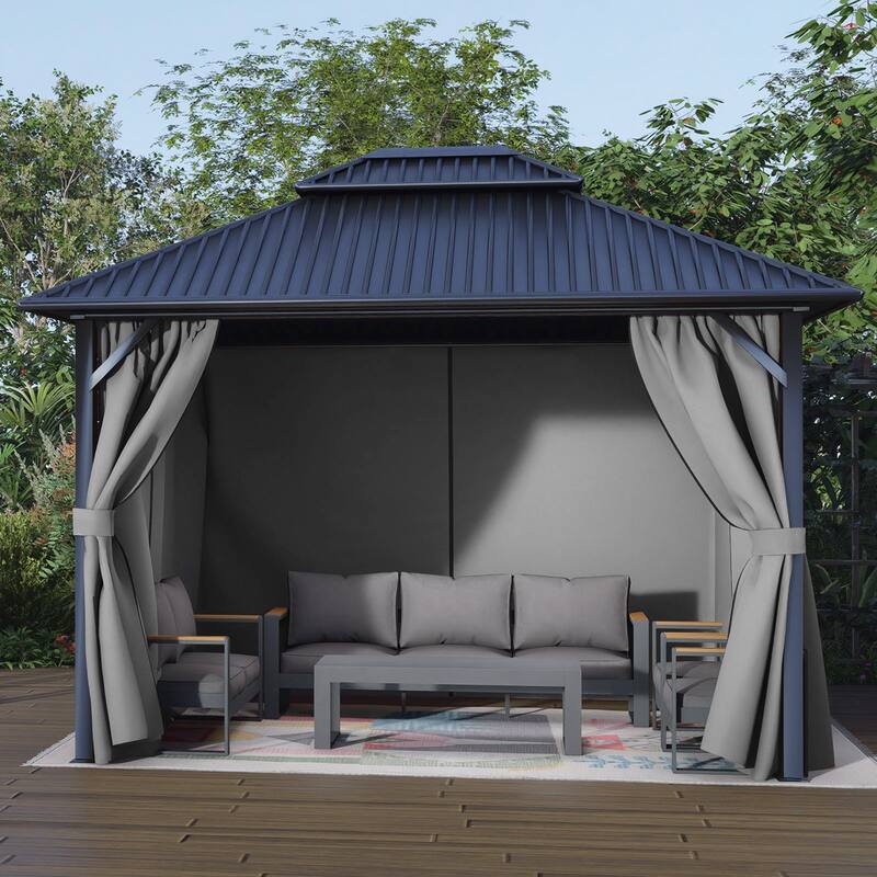 Aoodor 10' x 10' Gazebo Curtain Set，Curtain Only