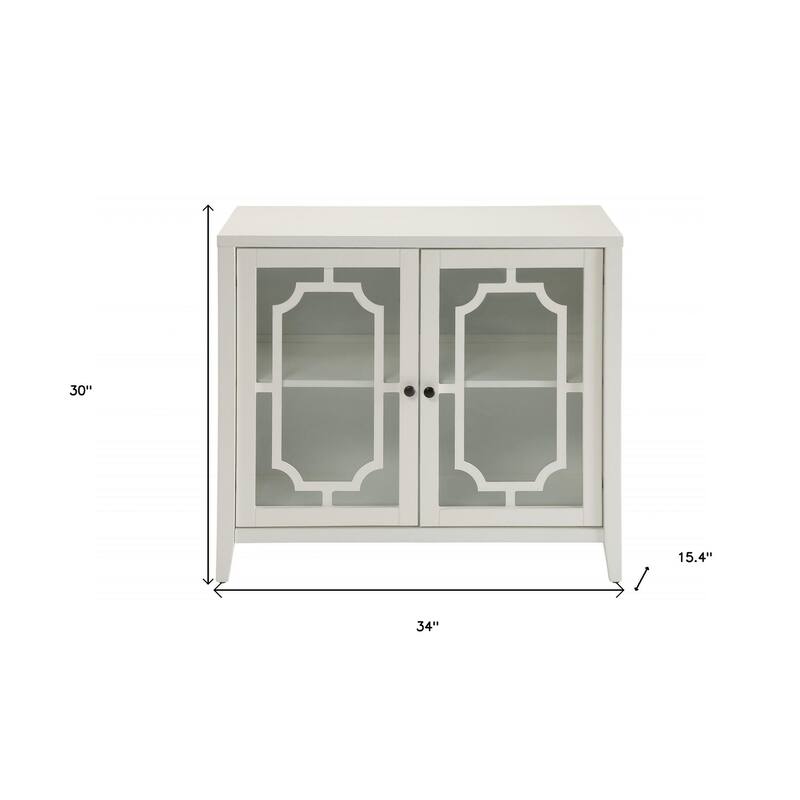HomeRoots 34" White Sideboard with Two Glass Doors - 34' X '30' X '15.4