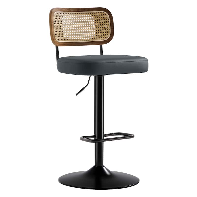 Adjustable Height Swivel Bar Stools with Back and Footrest - 17.7"W x 15.75"D x 35"-42.9"H