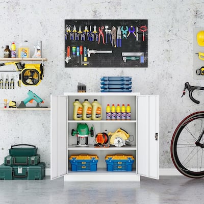 Metal Storage Cabinet with Locking Doors and Adjustbale Shelves for Garage, Home Office,School,Gym