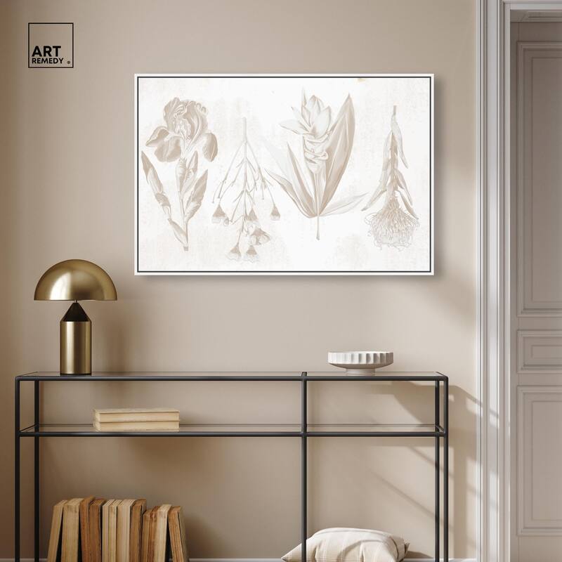 White Pressed Flora Canvas by Art Remedy