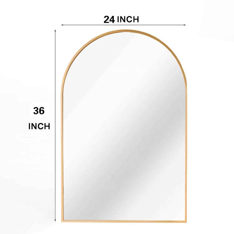 GDFStudio - Meridian Contemporary Arched Bathroom Vanity Decorative Mirror with Metal Frame & Soft Arch Silhouette