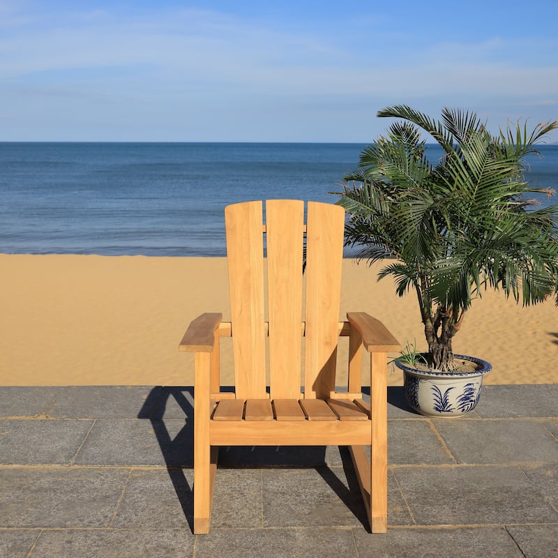 SAFAVIEH Couture Oney Brazilian Teak Adirondack Chair - 28.8" W x 37.6" D x 39.6" H - 29W x 38D x 40H