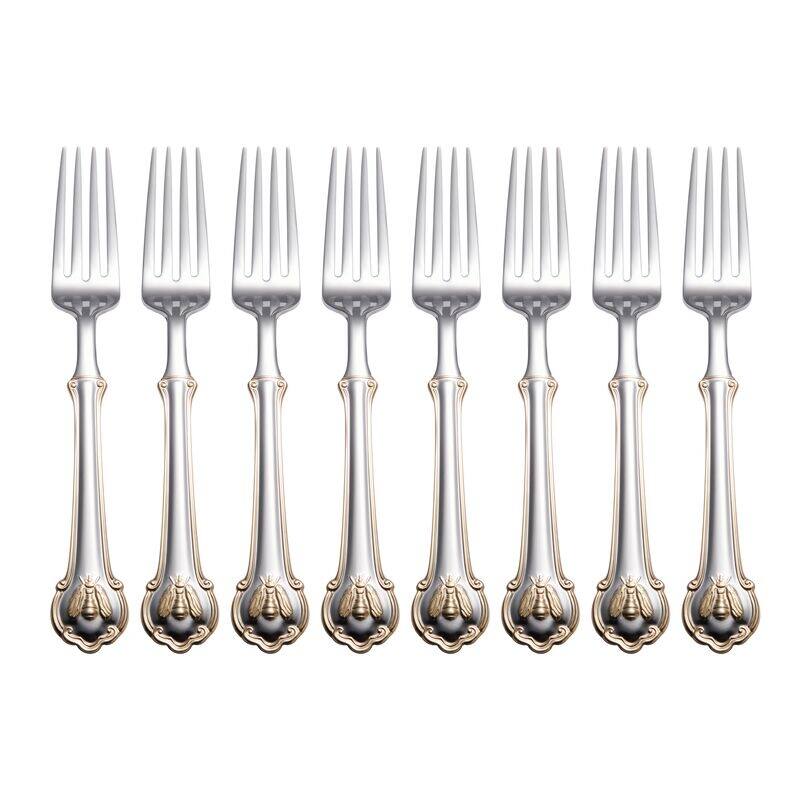 Wallace Gold Accent Napoleon Bee 18.10 45 Pc Flatware Set