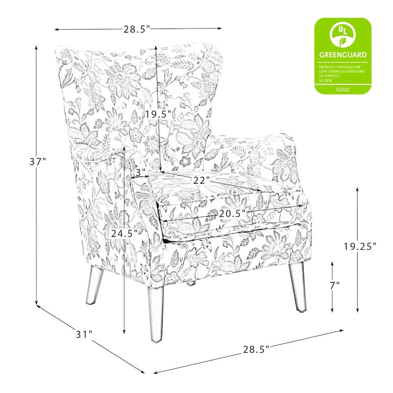 Nikolaus Armchair with Floral Fabric Pattern Set of 2 by HULALA HOME