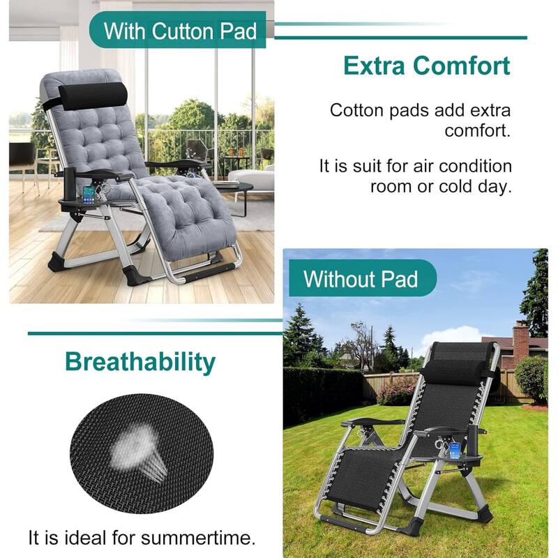 DoCred Zero Gravity Chair, Folding Lawn Chaise Recliner Lounge Chair