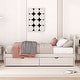 preview thumbnail 4 of 7, Elegant Design Modern Twin Size Platform Bed Frame with 2-Drawers, No Box Spring Needed, Sturdy Rubberwood, White Washed