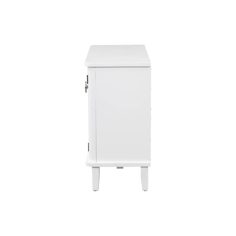 Modern Solid Wood Cabinet with Three Acacia Solid Doors and Adjustable Shelves Ideal for Living Room, Study, Corridor