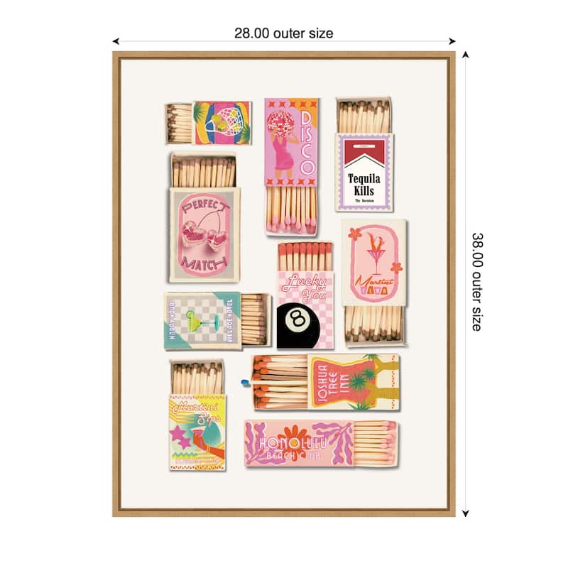Kate and Laurel Vintage Pink Matchboxes by Honey Island Studio Framed Canvas Wall Art Print