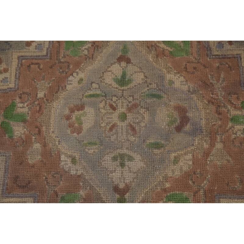Tabriz Persian Vintage Area Rug Hand-Knotted Geometric Wool Carpet - 9'10"x 12'9"
