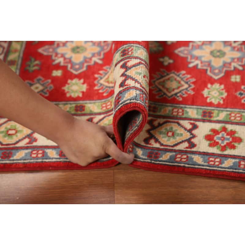Red Kazak Foyer Rug Hand-Knotted Traditional Wool Carpet - 2'8"x 3'11"