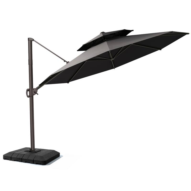 Pellebant Round Double Top Patio Cantilever Umbrella with Base