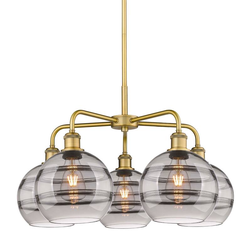 Innovations Lighting 516-5CR-16-26 Rochester Chandelier Rochester 5 - Brushed Brass / Light Smoke